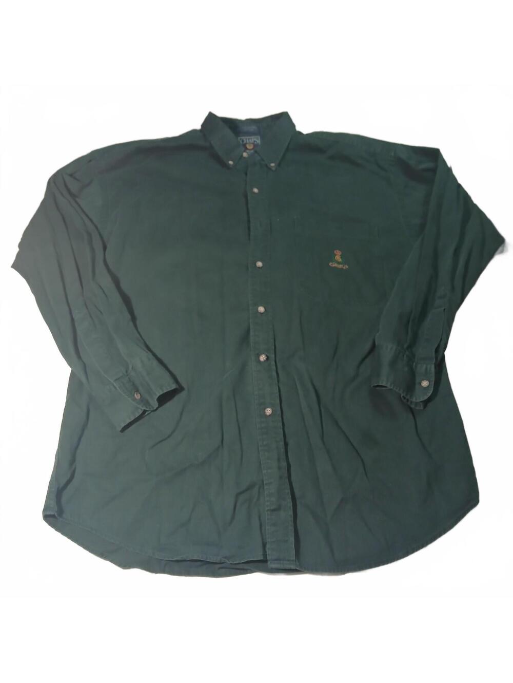 Vintage Chaps Ralph Lauren Green Button Down Shirt Size L Cotton Preppy Classic